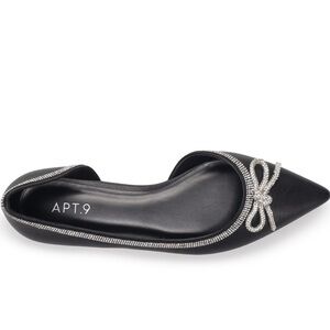 Black Flats with Silver Bow